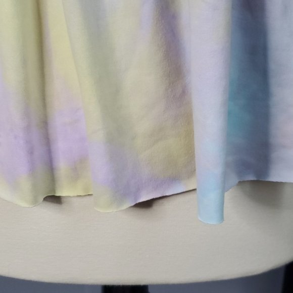 Nwot Pink Lily Rainbow Pastel Tie Dye Peplum Tank Top Shirt Sleeveless Sz S - Picture 4 of 8